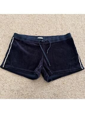 JLo black velvet shorts with white trim